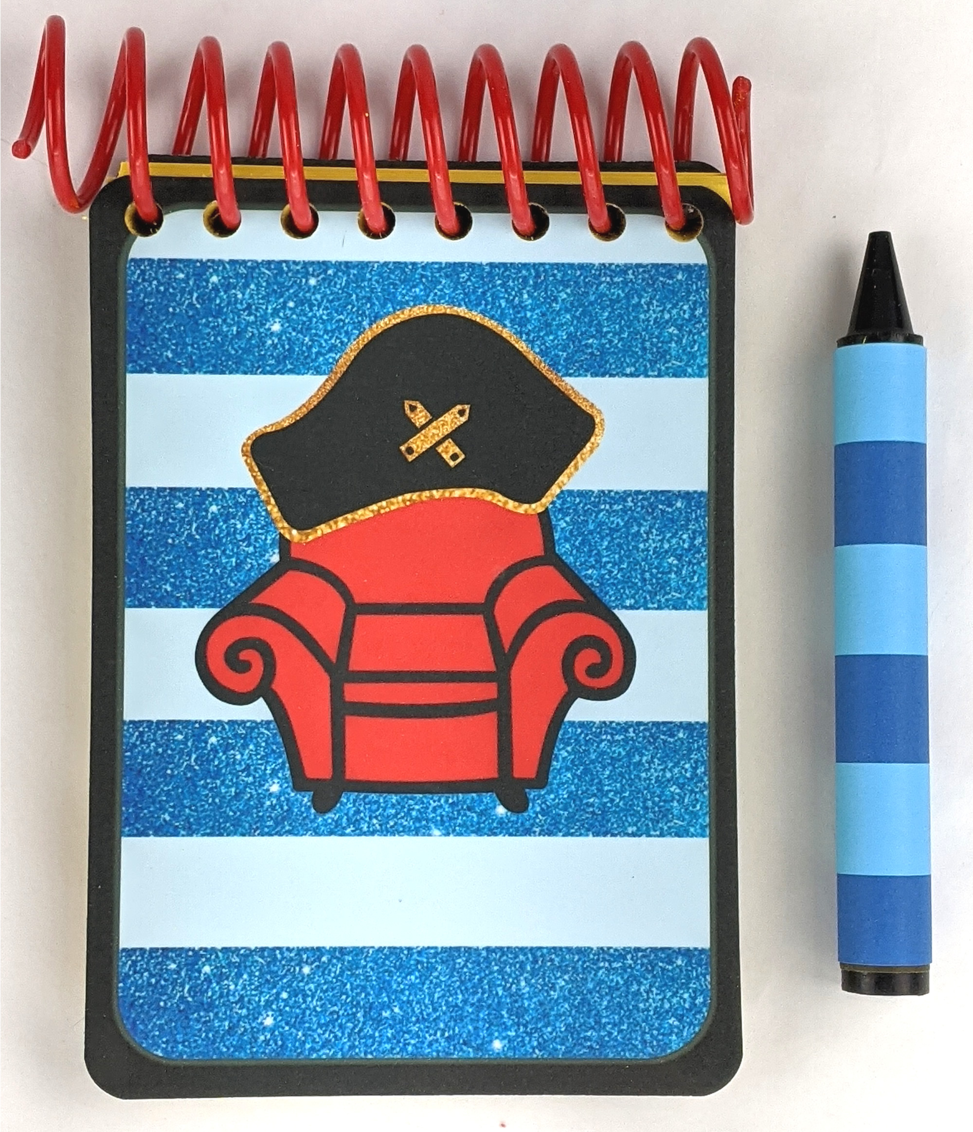 Handcrafted Blue stripes Notebook -PIRATE - Handcrafted